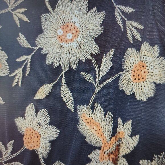 Wonder Nation Navy blue floral mesh embroidered dress with long sleeves (M 7-8) - Picture 3 of 11